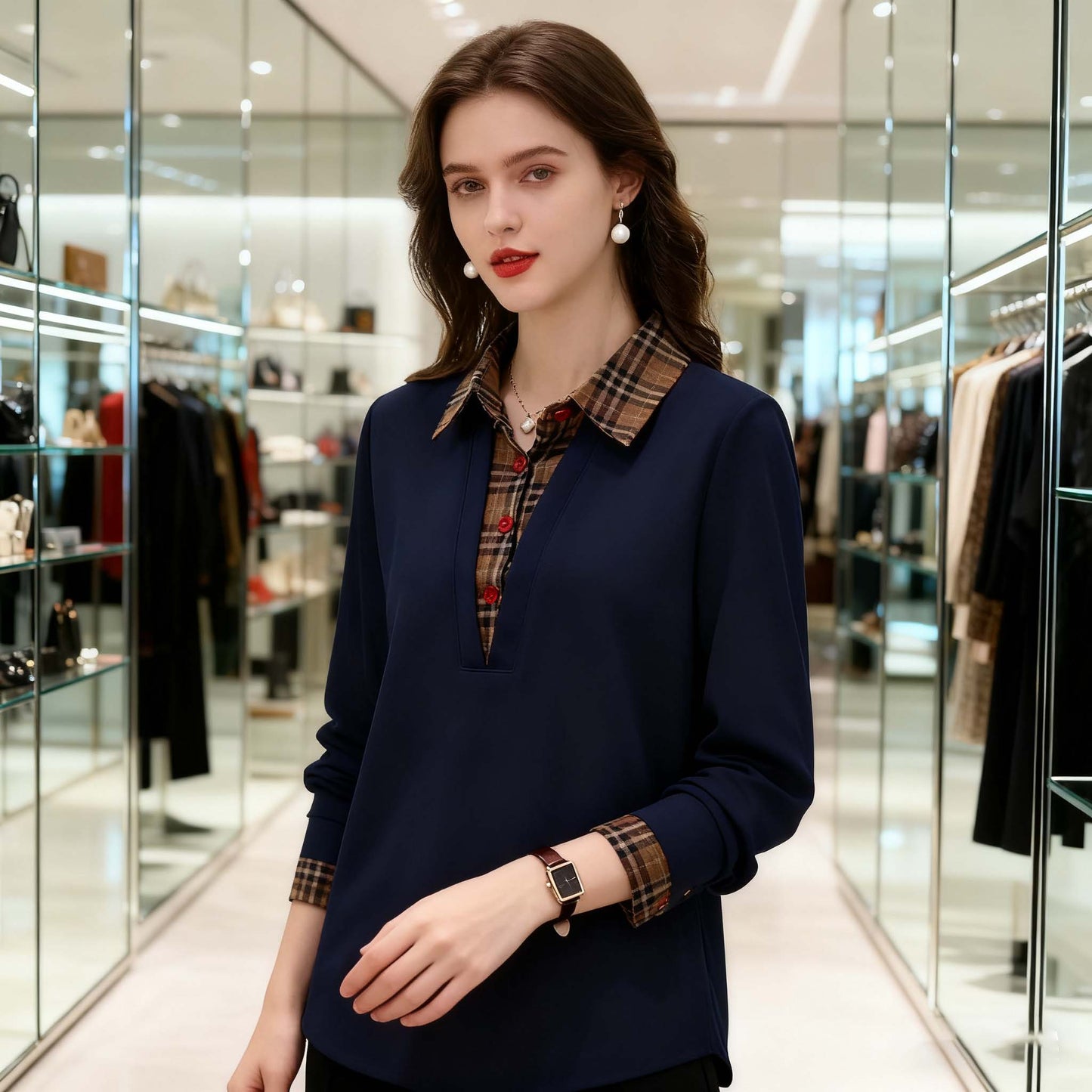 đ„Kup 1, a drugi dostaniesz gratisđ„ă50-100 kgăđDamska jesienna bluza dwuczÄĆciowa z imitacjÄ
materiaĆu, uniwersalna koszula w kratÄđ