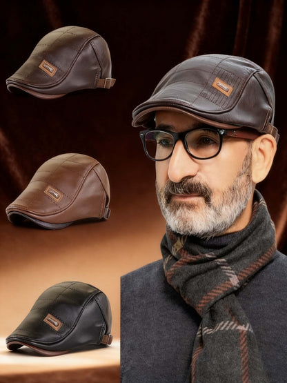 🧢🔥 Męska wysokiej jakości retro skórzana beretka 3 w 1 – modna, wodoodporna i wiatroszczelna, z ciepłą podszewką, bardzo praktyczna