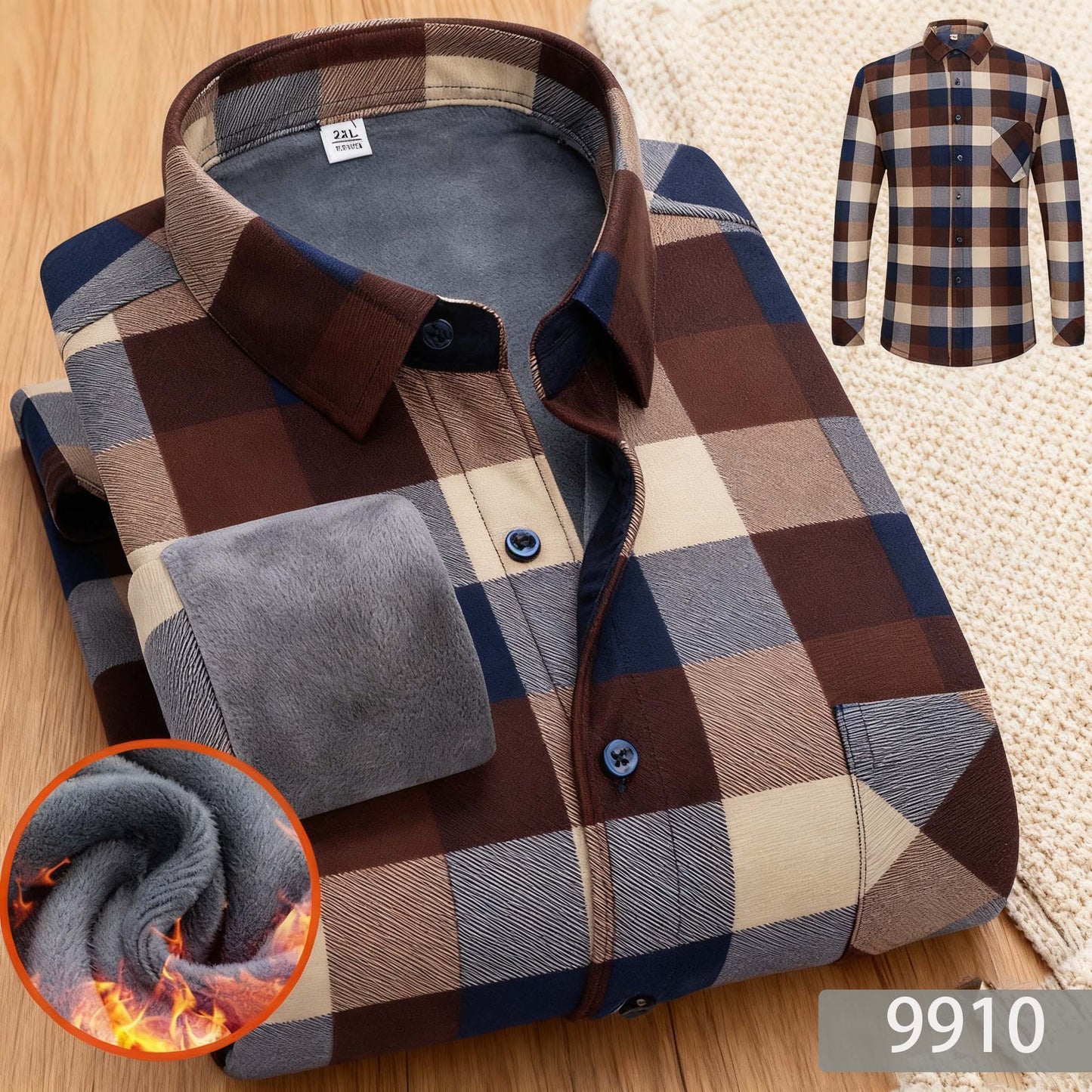 👔【L-5XL】Męska koszula biznesowa na jesień i zimę, ciepła, z długim rękawem