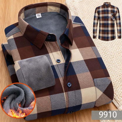 👔【L-5XL】Męska koszula biznesowa na jesień i zimę, ciepła, z długim rękawem