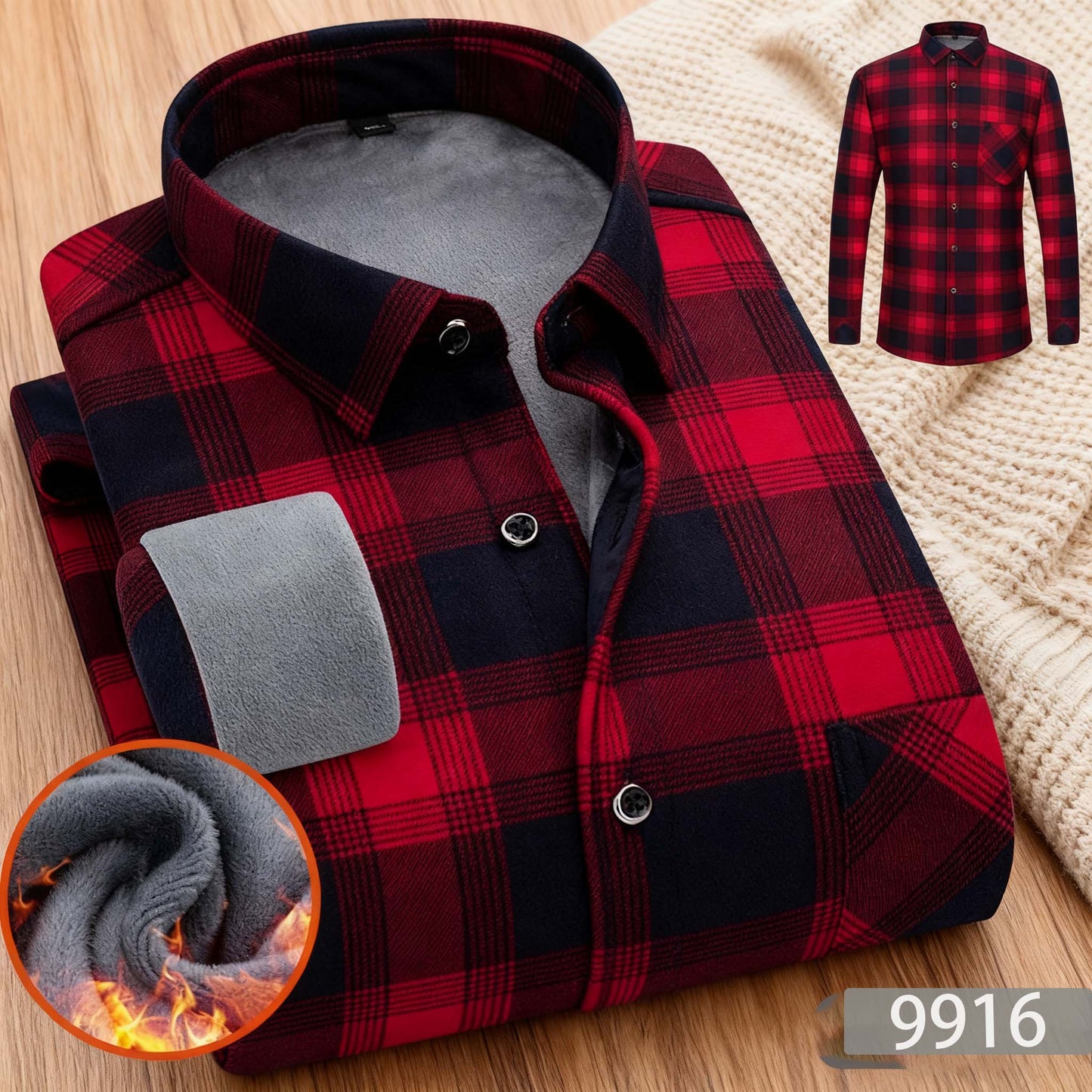 👔【L-5XL】Męska koszula biznesowa na jesień i zimę, ciepła, z długim rękawem