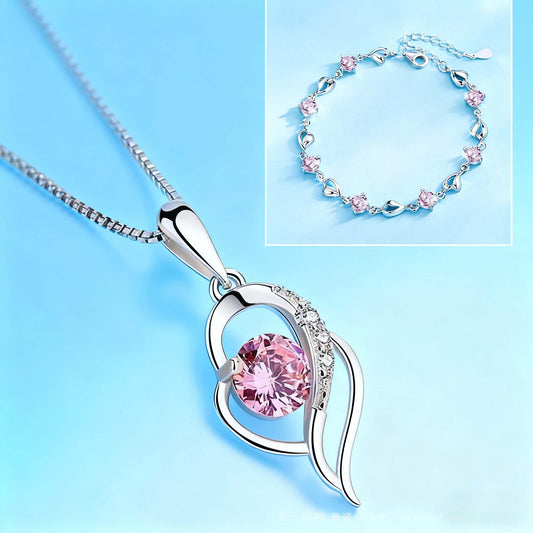 ✨✨【Kup 1, a 1 otrzymasz gratis】💎💎Serce oceanu 925 srebro bransoletka + naszyjnik zestaw
