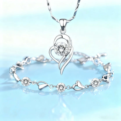 ✨✨【Kup 1, a 1 otrzymasz gratis】💎💎Serce oceanu 925 srebro bransoletka + naszyjnik zestaw