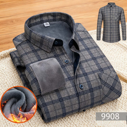 👔【L-5XL】Męska koszula biznesowa na jesień i zimę, ciepła, z długim rękawem
