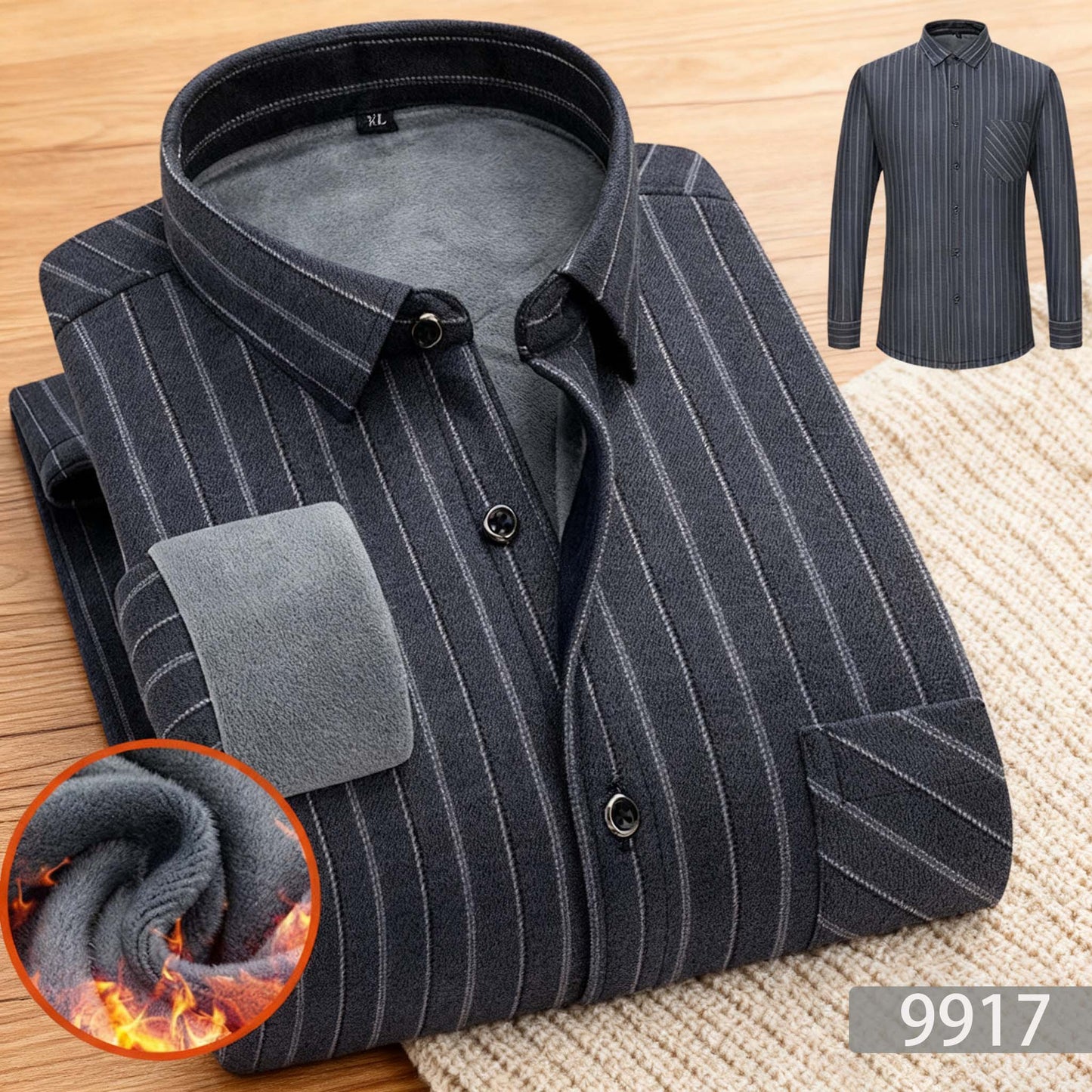 👔【L-5XL】Męska koszula biznesowa na jesień i zimę, ciepła, z długim rękawem